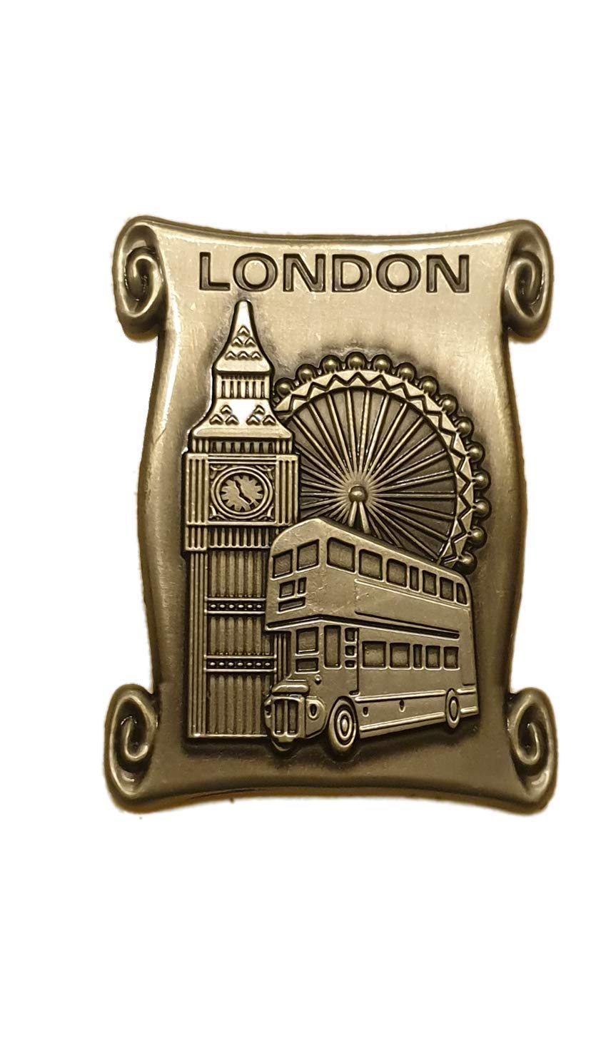Homeelabador Bronze Homeelabador® 3D Metal Fridge Magnets London Icons Tourist Gifts Souvenirs (Scroll London)