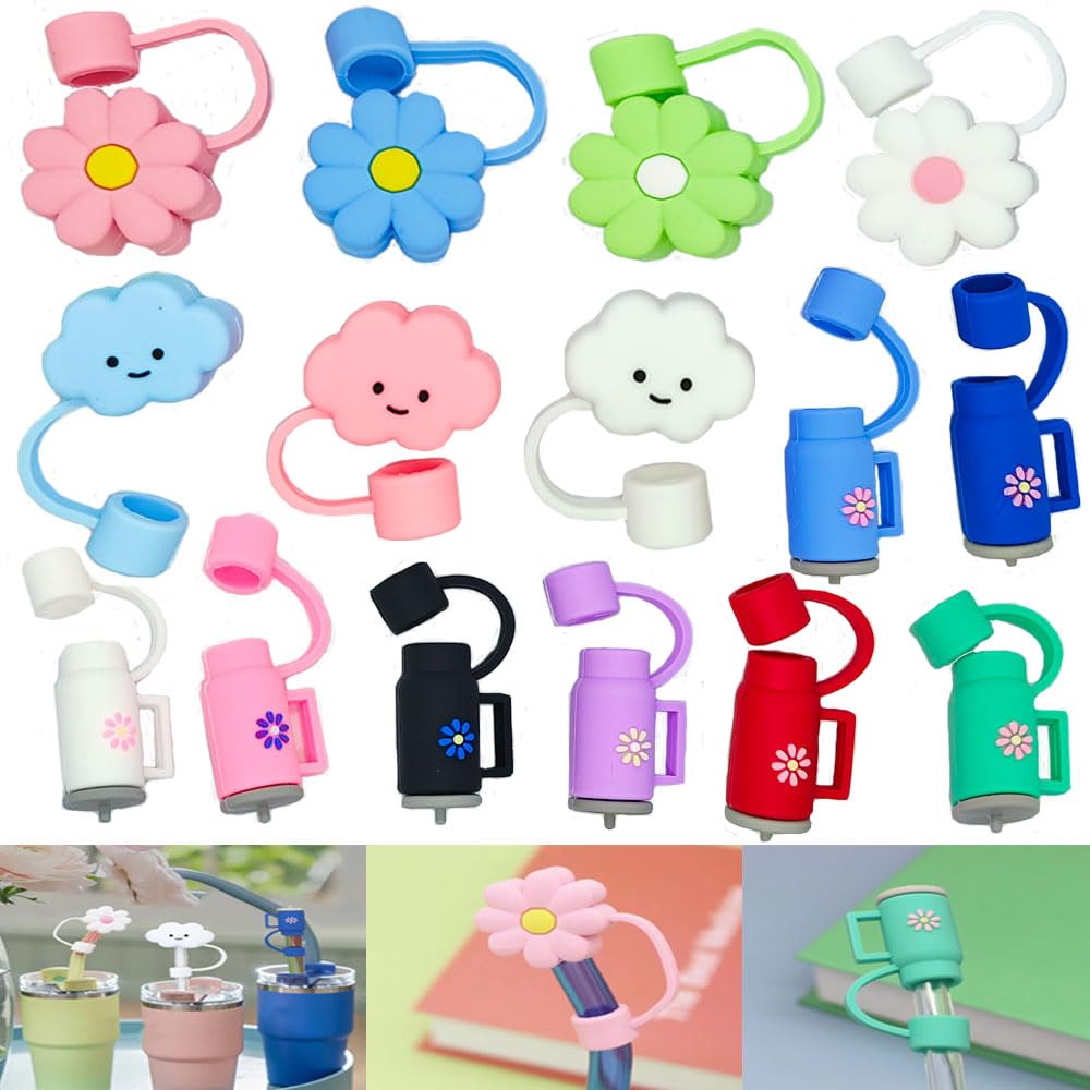 MTOMDY 15Pcs 0.4in/10mm Diameter stanley straw topper,Leak Stopper for Stanley Cup 40oz&30oz, Reusable Silicone Straw Tips Lids Protectors for Stanley Cups Straws Accessories