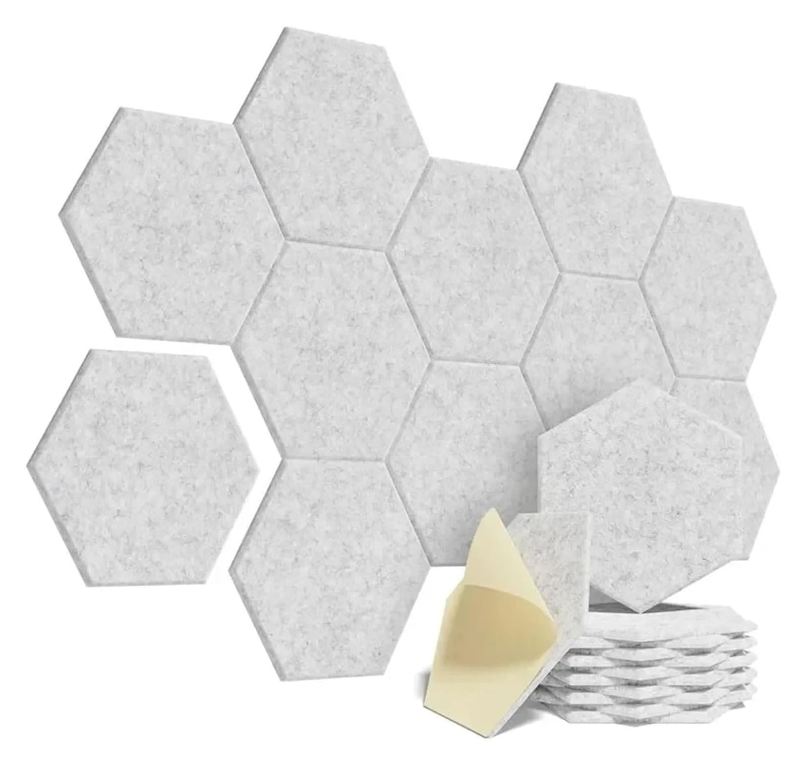Pannelli acustici autoadesivi, 12 Pannelli acustici autoadesivi da parete, adesivi, decorazioni for la casa, studio, ufficio, colori(Basic Hexagon Grey)