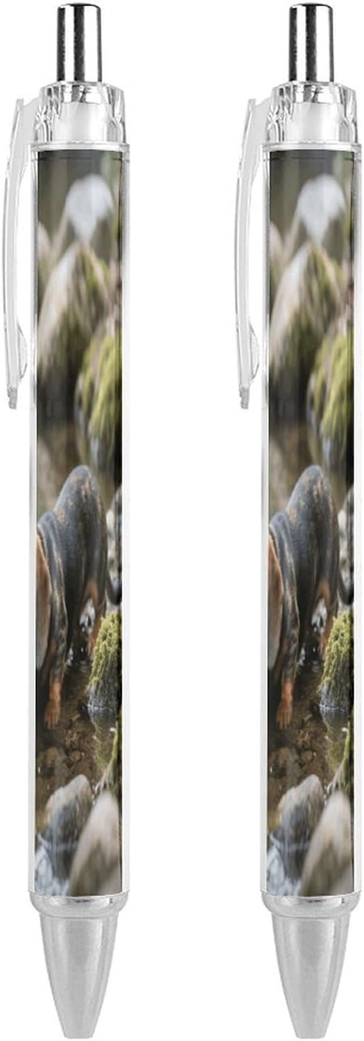 Dachshunds Dog Retractable Ballpoint Pen, 0.5mm Fine Point 2 PCS