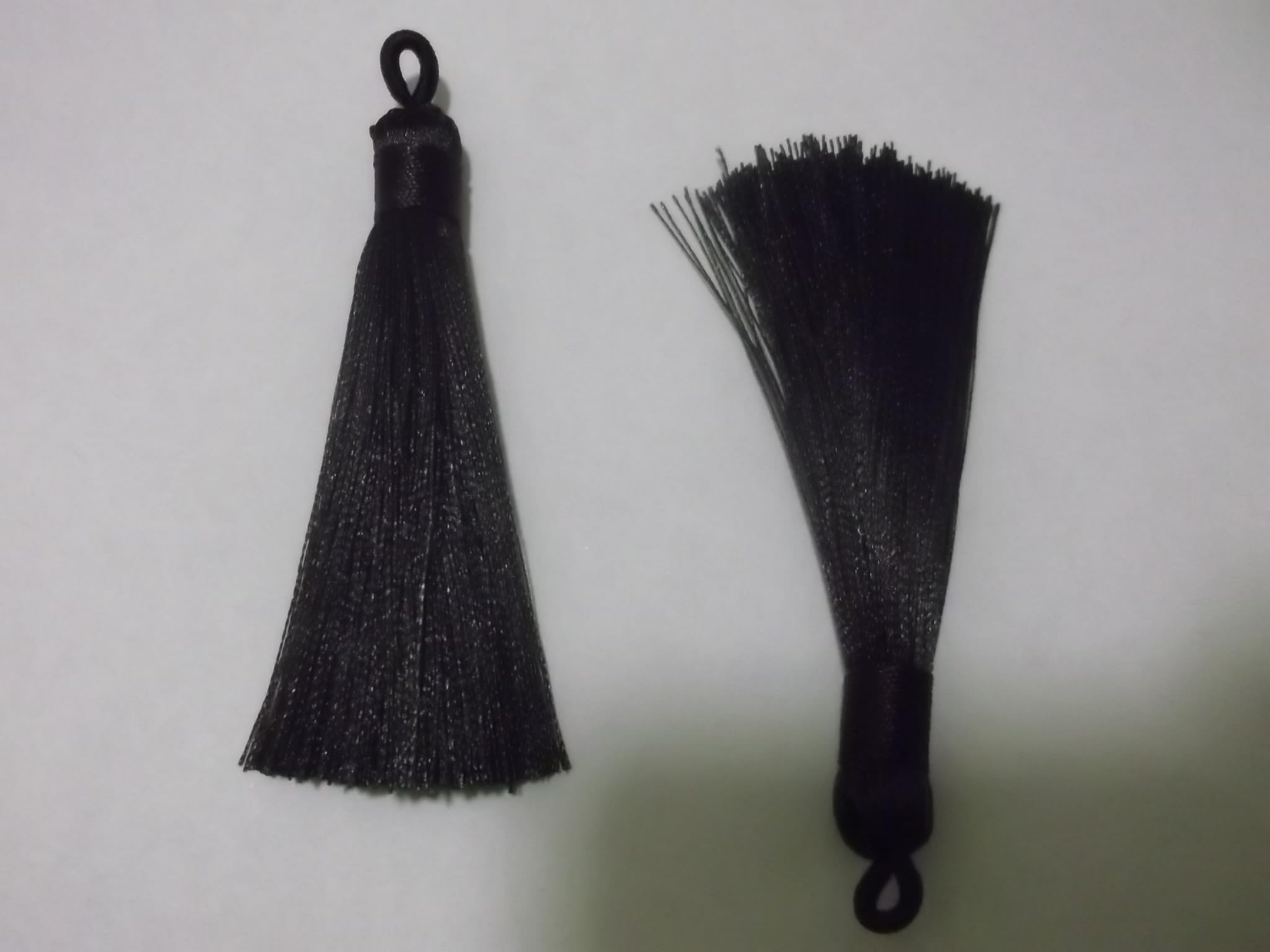 10pcs - Dark Brown Silky Soft 8cm-9cm Tassels with Hanging Loops for Bookmarks Jewellery Keychains Pendant Decoration Crafts