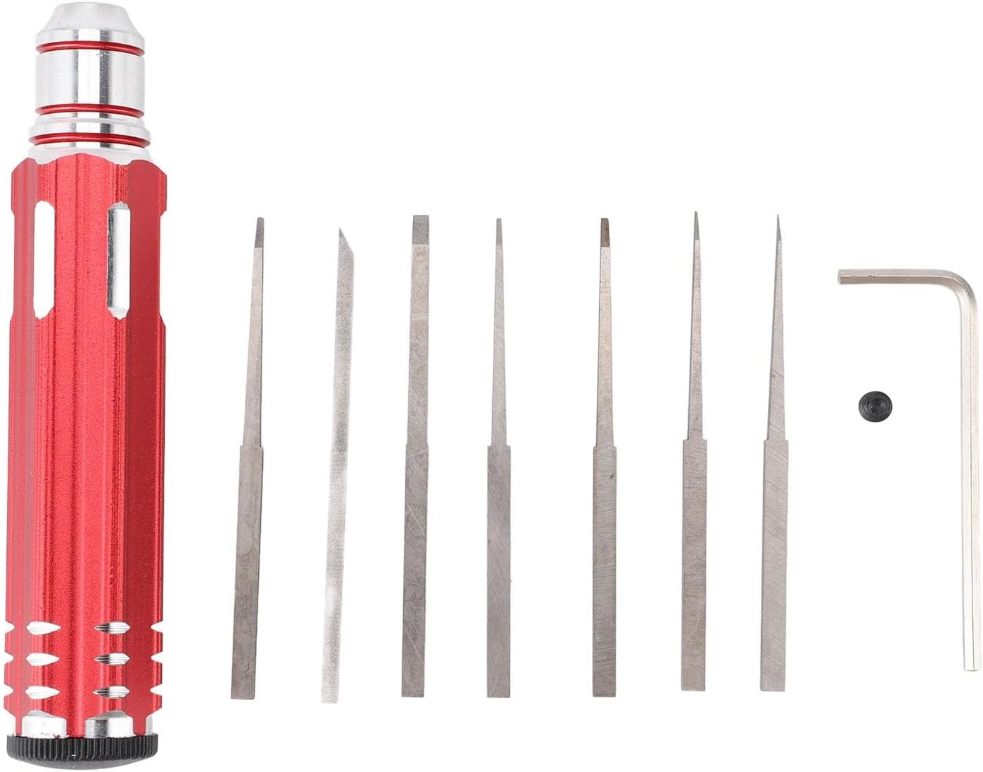 Model Scriber, Tungsten Steel Carving Tool with 7 Blades 0.1 0.2 0.4 0.6 0.8 1.0 2.0mm, Non Slip Aluminum Alloy Handle Scriber, Ideal for Model Kits & Bonsai Plant Trimming