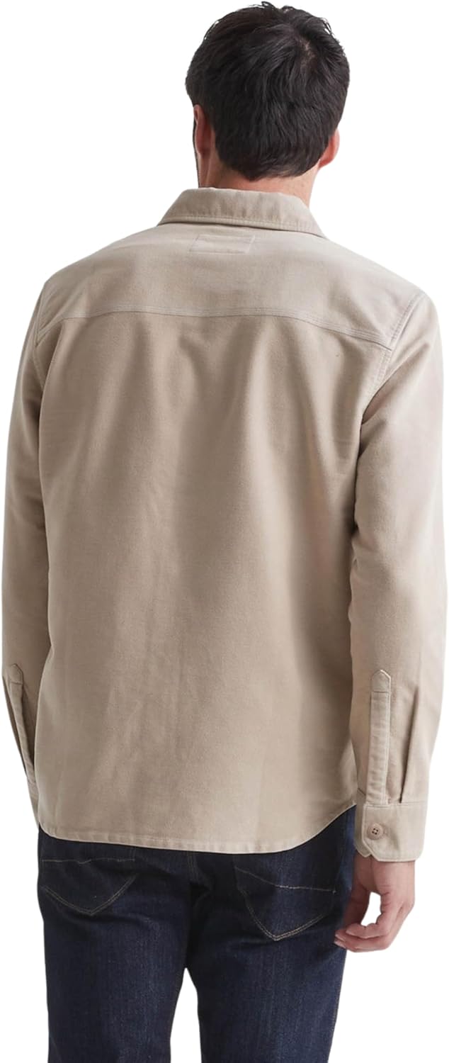 DUER Men's No Sweat Moleskin Shirt, Stretch Long Sleeve Button Up, Soft Cotton Clothing, Relaxed Outerwear Top