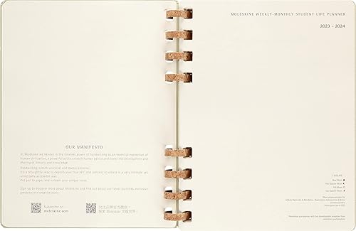 Miniatura 4 de Moleskine Agenda académica en espiral 2024, 12M, extragrande, kiwi aplastante, tapa dura (7.5 x 10)