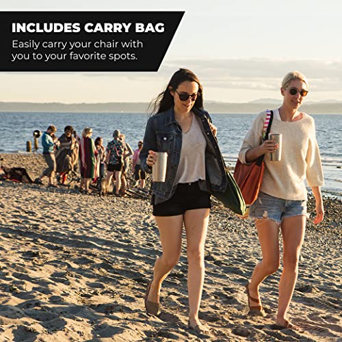 Cascade Mountain Tech Camping Chair - Low Profile Folding Chair For Camping, Beach, Picnic, Barbeques, Sporting Event With Carry Bag , Black #TOP2