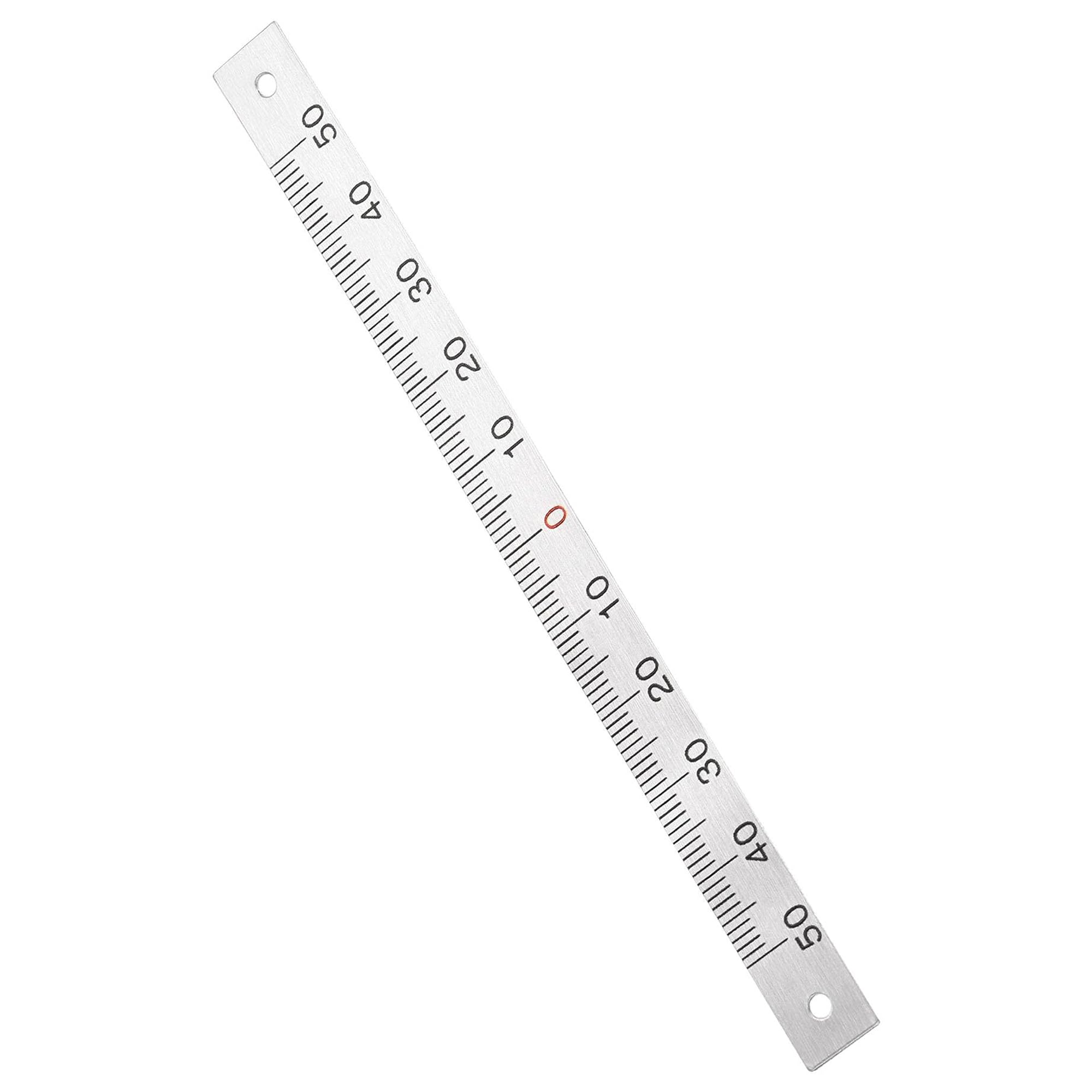 TA-VIGOR Center Finding Ruler 50mm-0-50mm, Aluminum Centering Ruler Table Sticky Adhesive Tape Measure, Track Rulers with Holes, from The Middle for Workbench, Saw Table, DIY