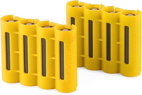 Miniatura 3 de Organizador de almacenamiento de baterías AA (paquete de 2), amarillo, capacidad para 4 baterías (no incluidas)