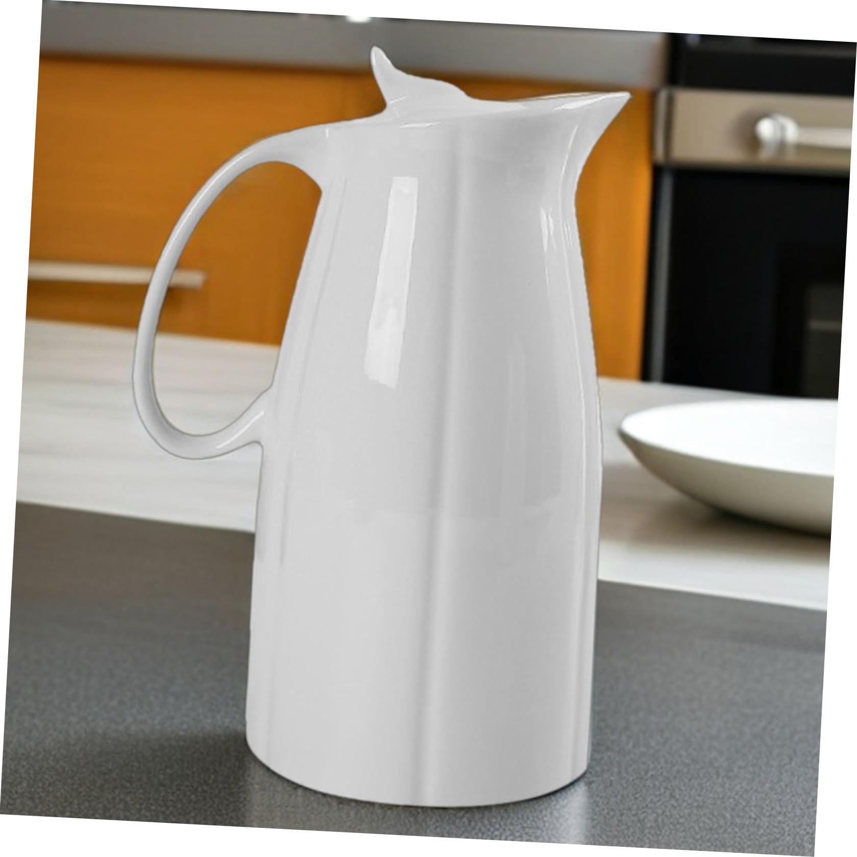 VILLCASE Pichet avec Fond Rond et Bouche Étroite Résistant Haute Température 2300ml en Céramique Blanc Cuisine et Tables à Manger