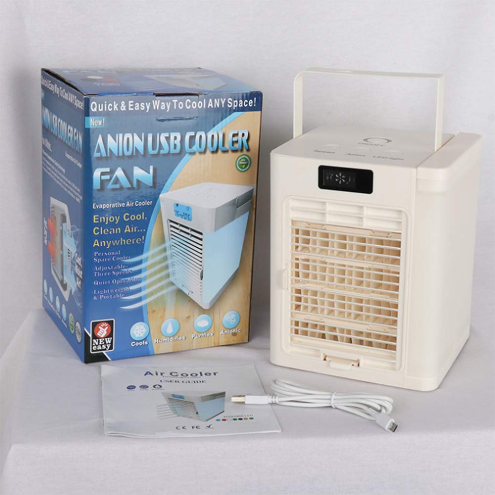 Personal Space Cooler, Air Conditioner With Antibacterial Effect, 3-In-1 Usb Portable Mini Air Cooler,Purifier,Aromatherapy, Chilly Air Evaporative Desk Fan With 7 Color Night Light