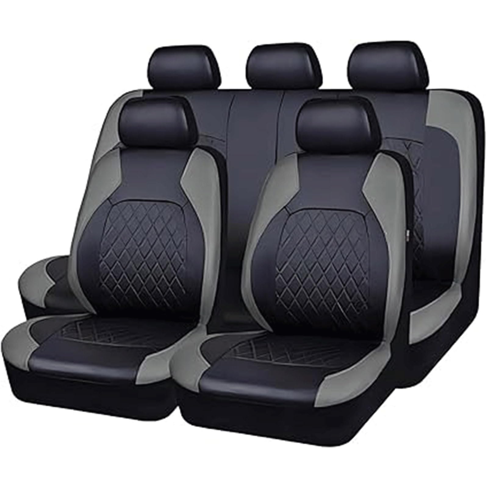 Set Coprisedili Auto per Fiat Panda 2003-2024/Fiat Panda 4x4 2004-2024,Auto Coprisedile Protezioni per Sedili Set Pelle Copri Sedile Anteriori E Posteriori Accessori,B/Gray