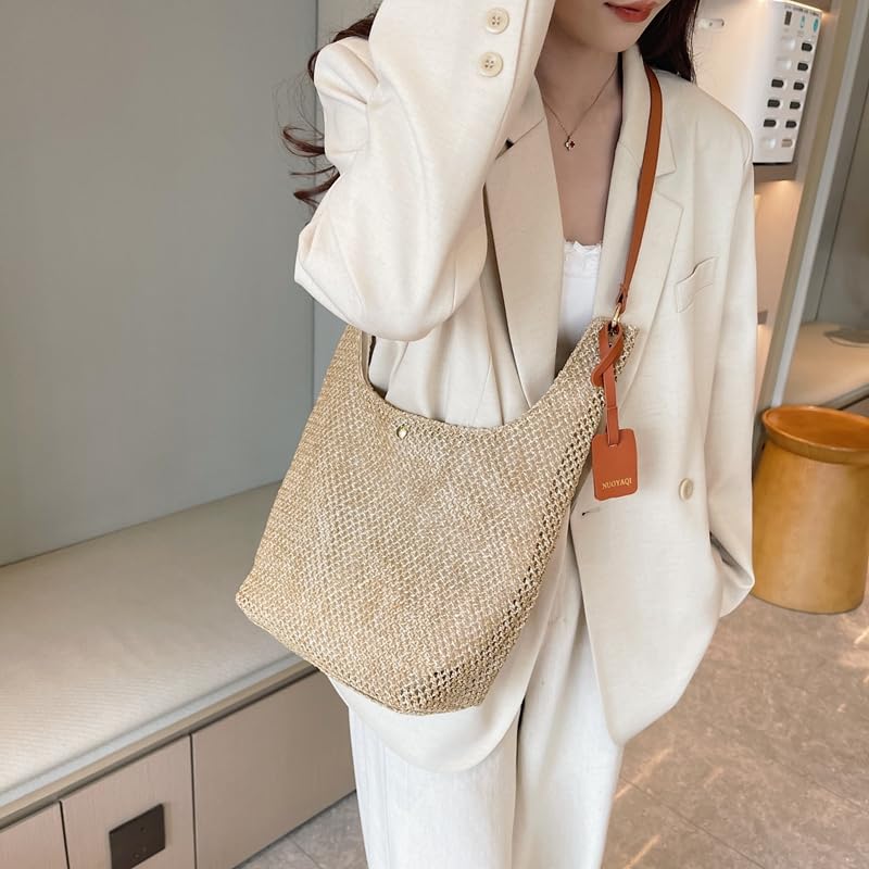 Straw Beach Bag Large Shoulder Bag Casual Hobo Bag Summer Shoulder Purse for Women Travel Vacation2