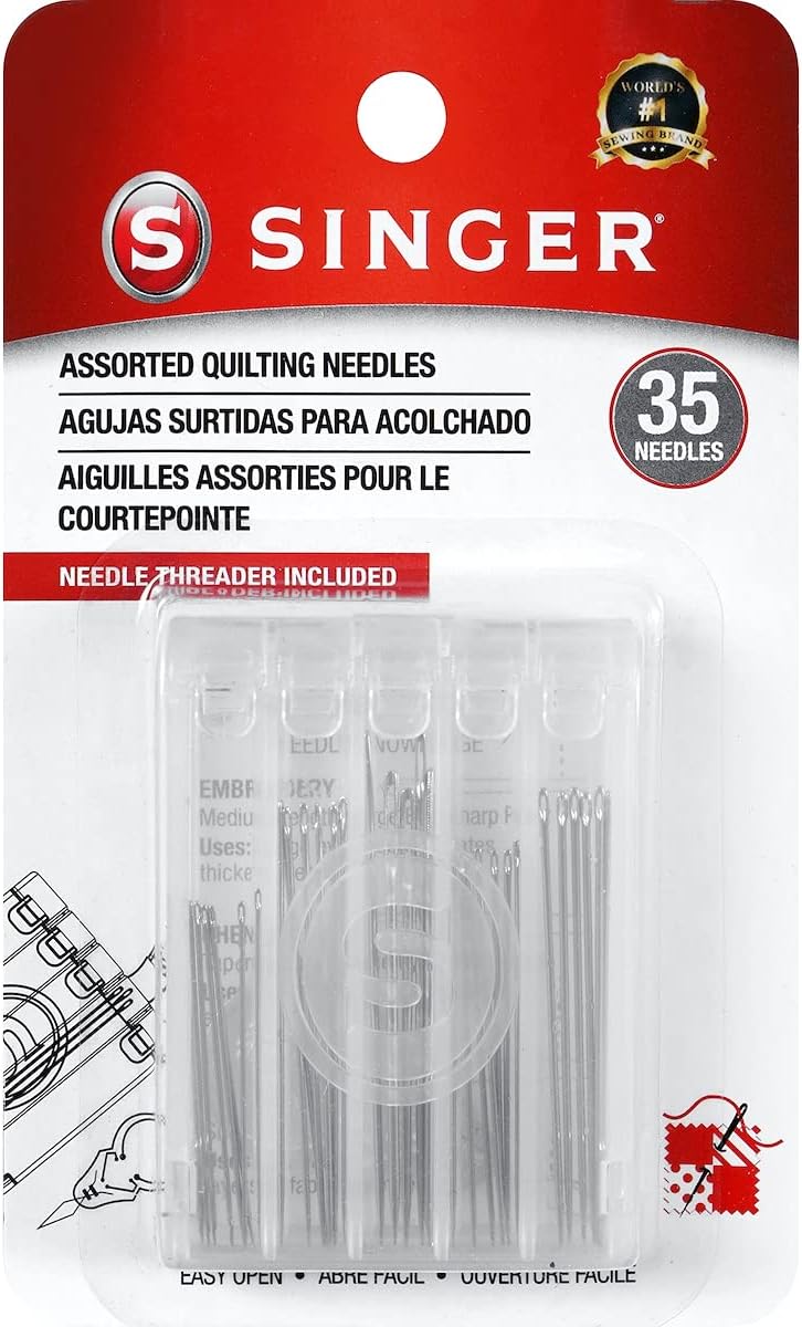 SINGER Assorted Quilting Hand Compact with Needle Threader, Teal 35 Count