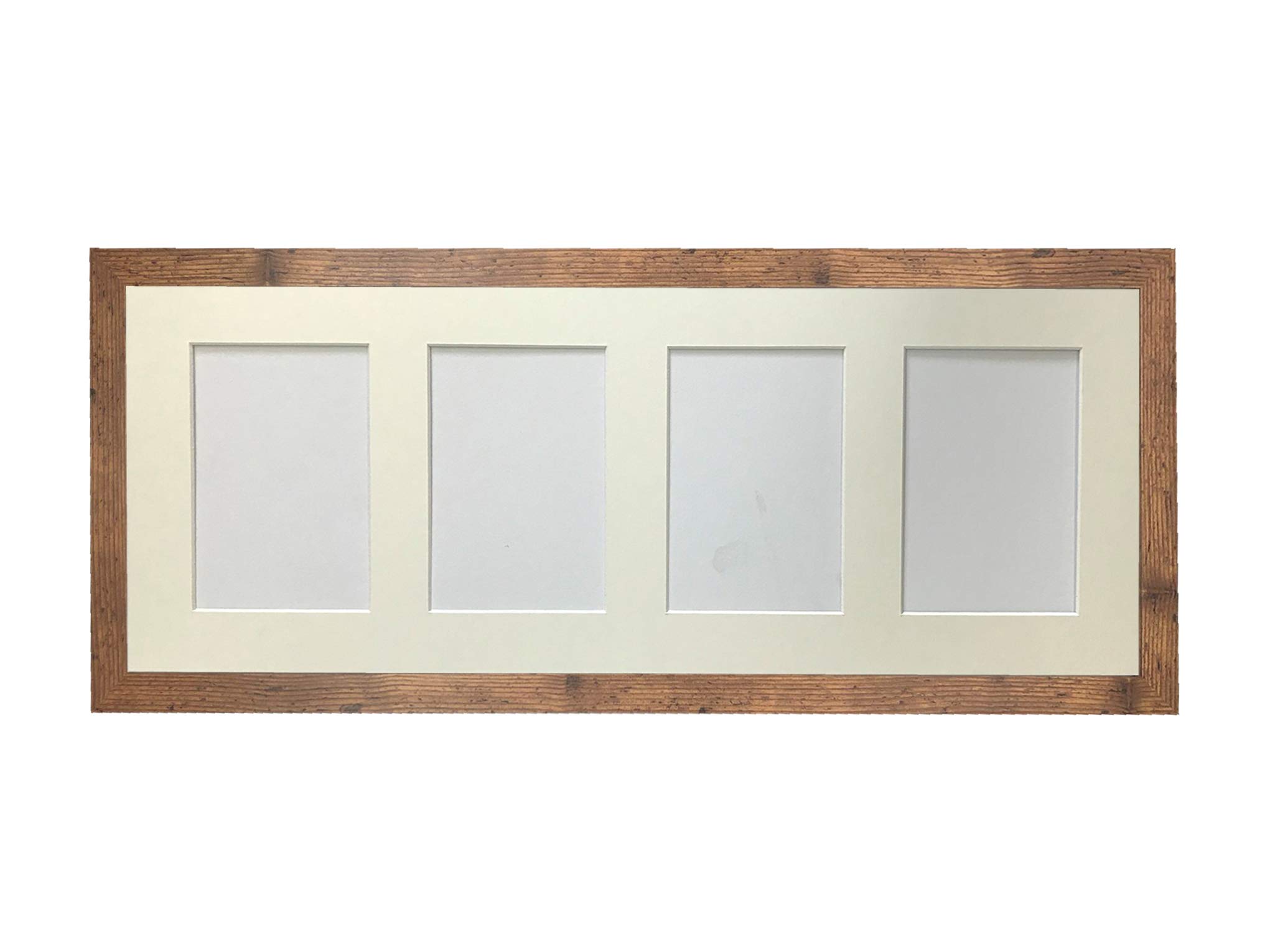Frames By Post Vintage Wood Frame And Ivory Multi Mount H7 Vintage Wood Picture Photo Frame With Ivory 7 X 5 Inch Four Aperture Long Mount