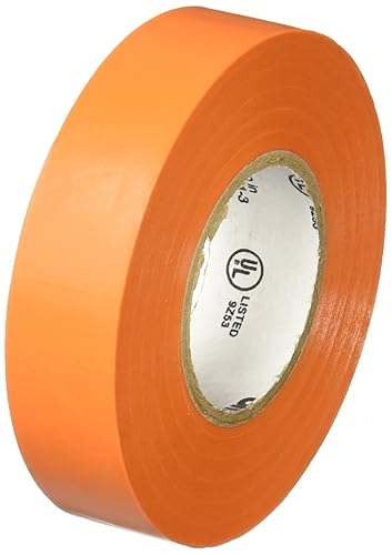 3M TEMFLEX Cinta de vinilo eléctrica 1700C, 34 pulgadas x 66 pies, 1 12 pulgadas en núcleo, naranja, 10 rolloscartón, 100 rolloscaja