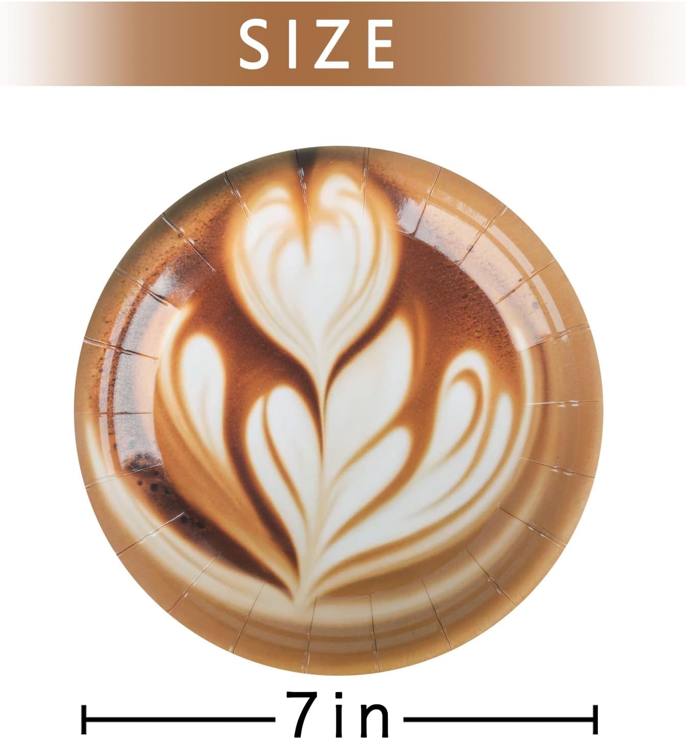 Coffee Party 50 Pcs 7 inches Paper Plates,Coffee Birthday Party Supplies Latte Fun Theme Birthday Table Decorations image 2