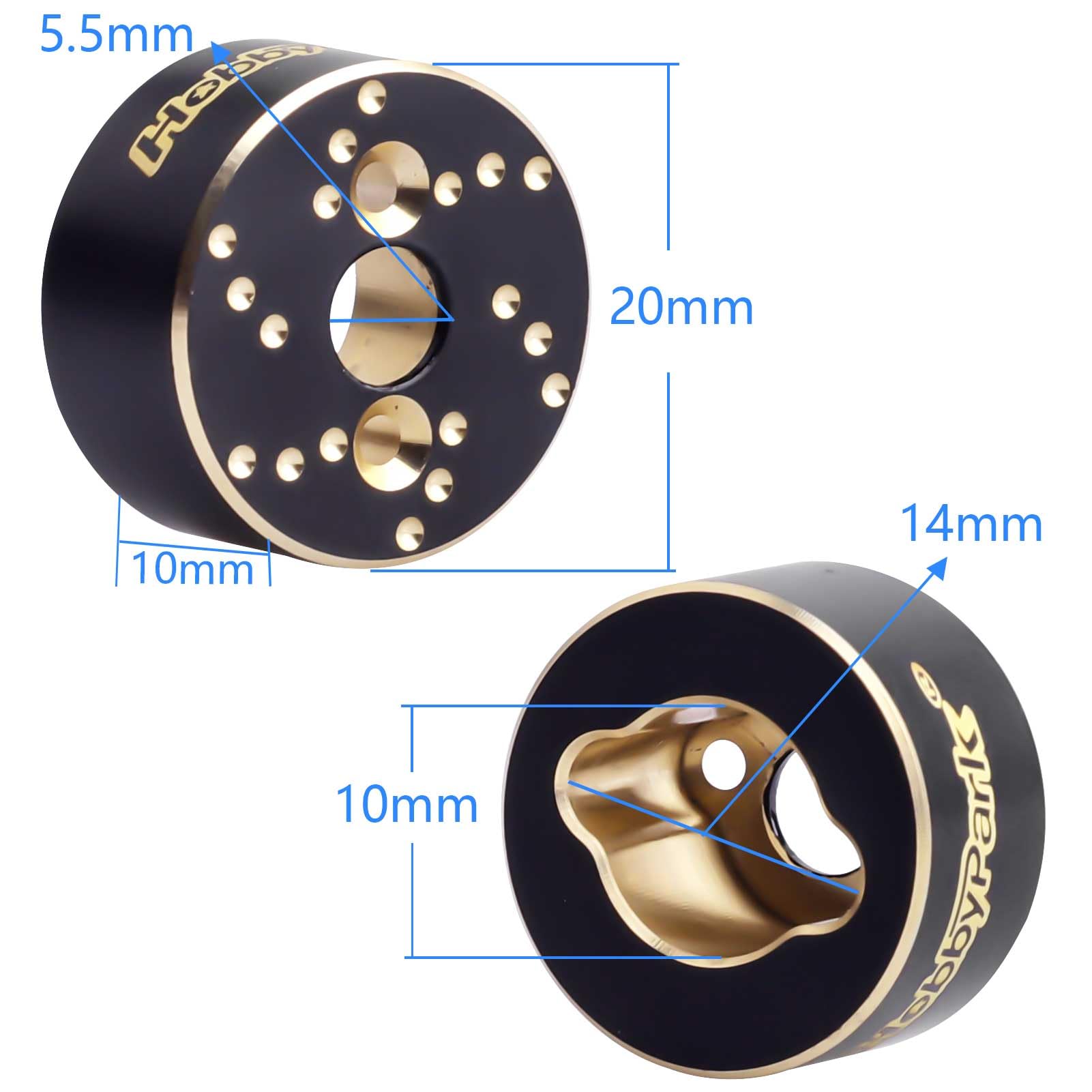 HobbyPark 4-Pack 12mm Wheel Hex Drive Hubs - Aluminum 15mm Offset For 1/10 RC Crawler Cars (Black)