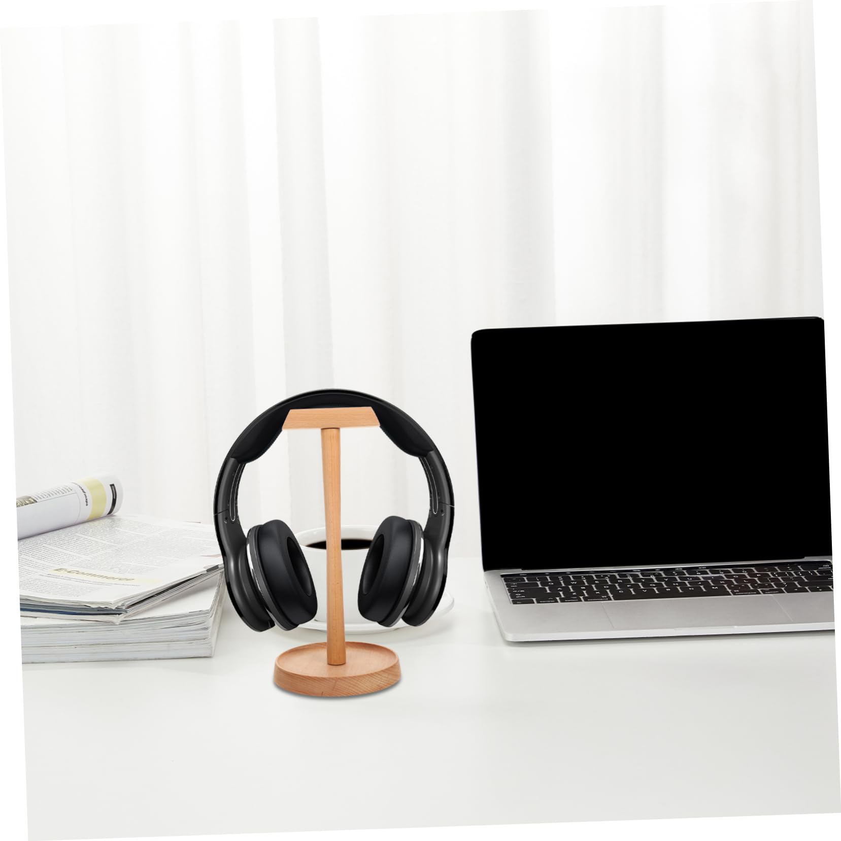 NUOBESTY Supporto Cuffie in Legno per Uso Ufficio e Camera, Gancio Multifunzionale per Cuffie