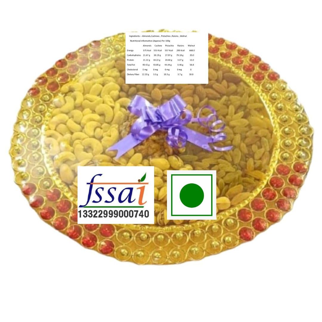 Koogly Handmade Dry Fruit Thali with Dry Fruits - 5 Part, Mix Dry Fruits Pack, Diwali dryfruit Gift Box, Combo Dry Fruits, 450g) (B0CMXSJG96) Amazon Price History, Amazon Price Tracker