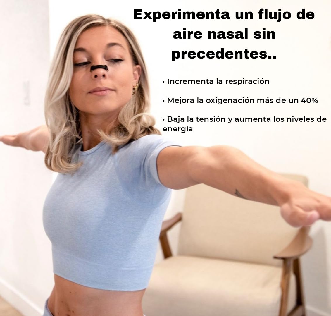 Tiras Nasales Magnética, Ayuda a respirar mejor e incrementa la oxiganacion, Anti ronquidos, mejora el sueño + Guía paso a paso (IMPORTANTE LEER ANTES DE APLICAR) (Negro, Kit + 30 Parches)