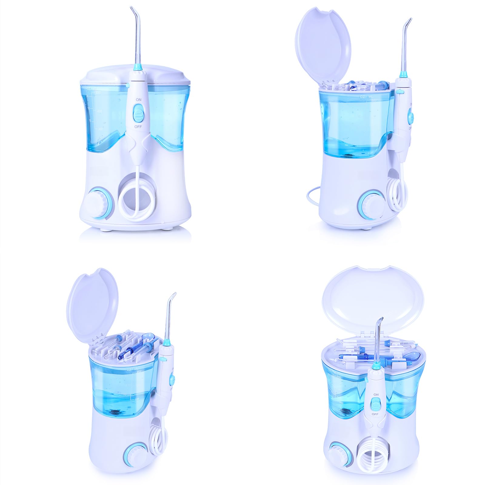 Irrigador oral de escritorio eléctrico con 10 modos Depósito de agua 600 ml 7 puntas de chorro reemplazables Limpiador de dientes para limpieza dental