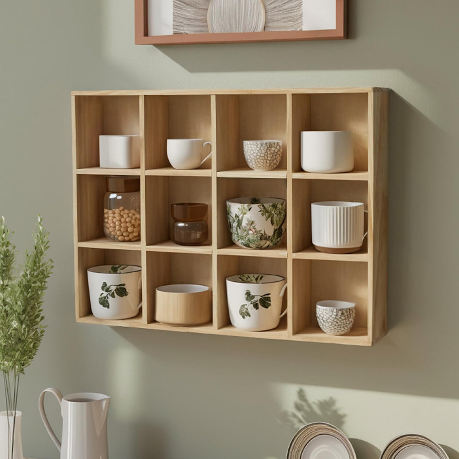 éTagèRe Murale pour Exposer des Services à Thé,éTagèRe Murale pour Mug,PréSentoir De ThéIèRe en Bois Vintage,Rangement Efficace,Facile à Placer,pour Salon,Bureau