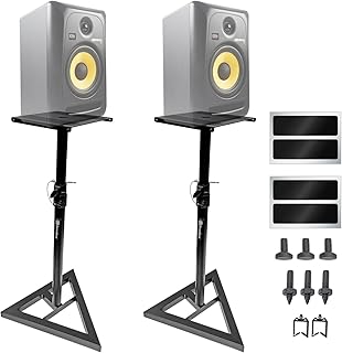 AxcessAbles Adjustable Studio Monitor Stands (Pair)| Large Recording Studio Monitor Floor Standing Stand | Studio Speaker ...