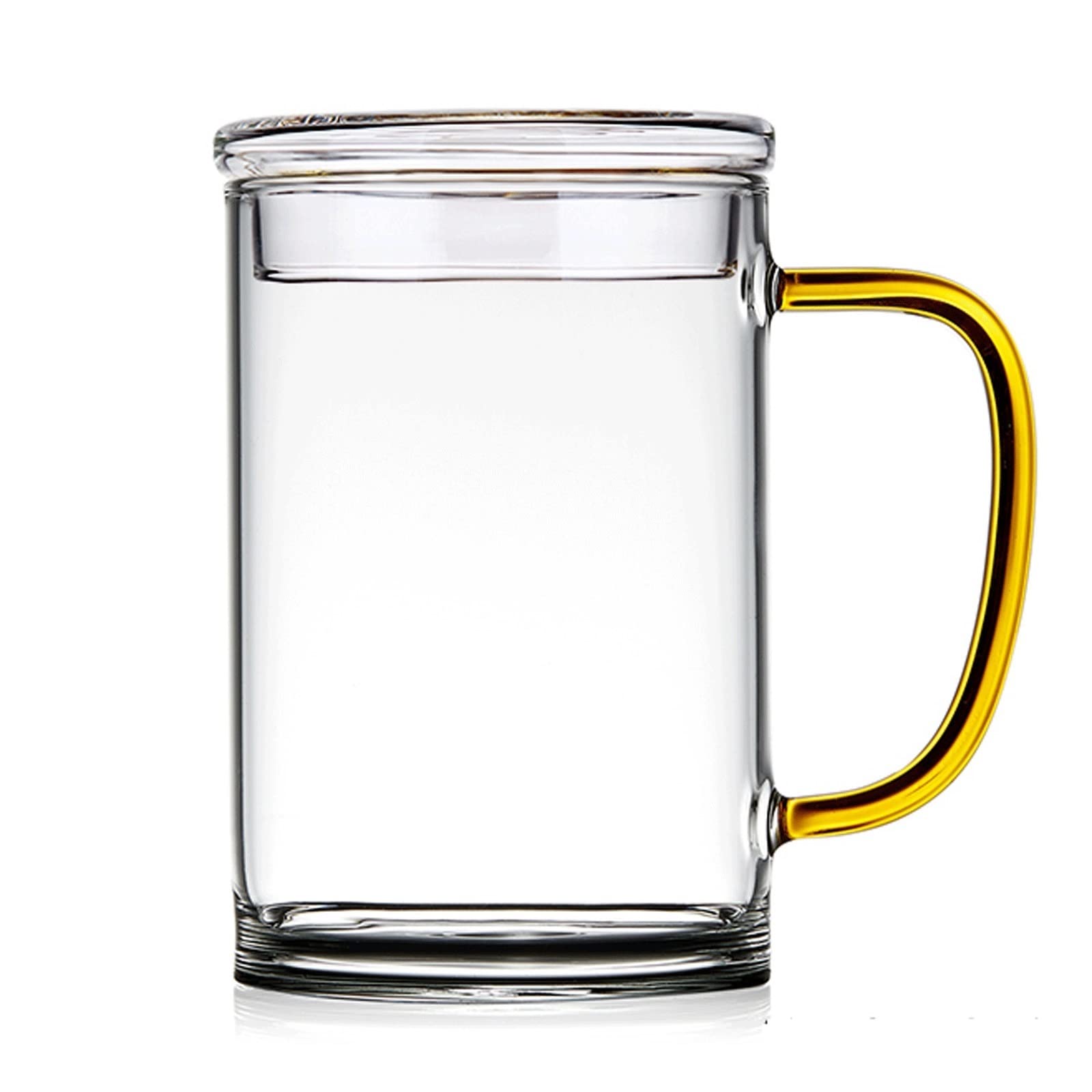 Taza de cerveza， Vaso for beber Vaso de vidrio de 2 piezas con asa Vaso de agua transparente de gran capacidad con tapa Taza de té Cerveza Jarras de cerveza