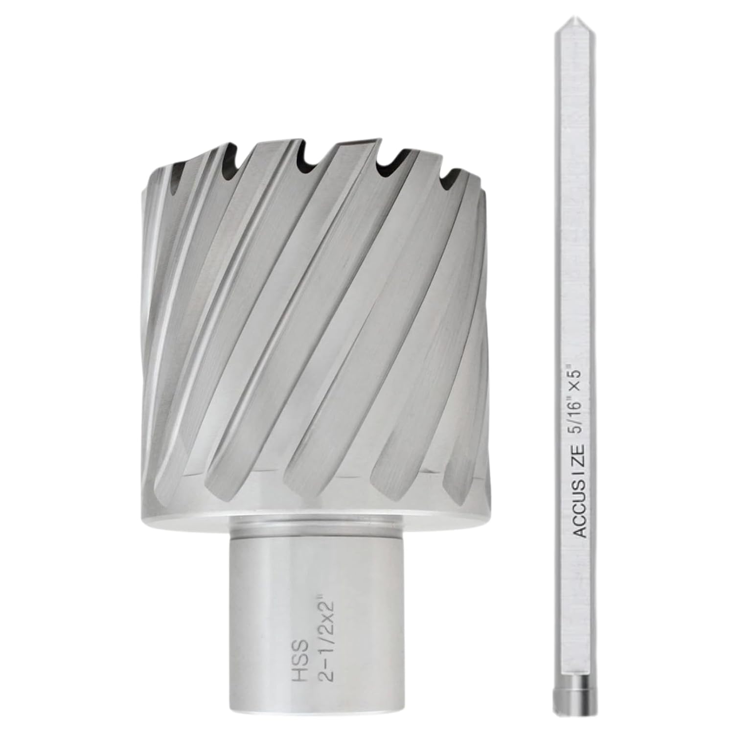 Accusize Industrial Tools 2-1/2'' by 2'' Cutting Depth H.S.S. Annular Cutter with 1 Pc Pilot Pin, 2081-2045Pin
