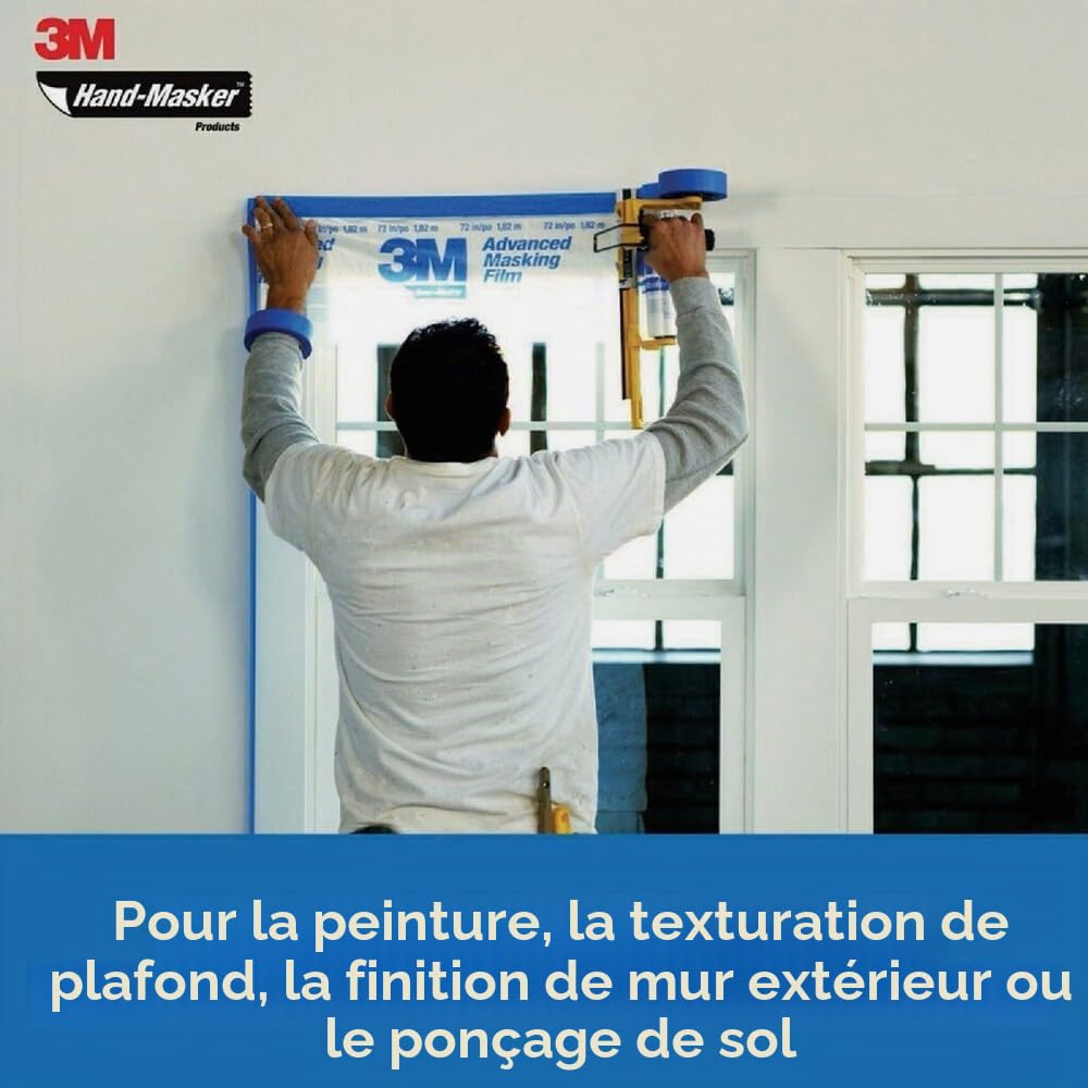 3M Hand-Masker M3000 Distributeur de Film et de Papier - 1 Distributeur, Toutes Largeurs de Ruban - Pour Fenêtres, Portes, Baignoires et Autres Surfaces (sans lame)
