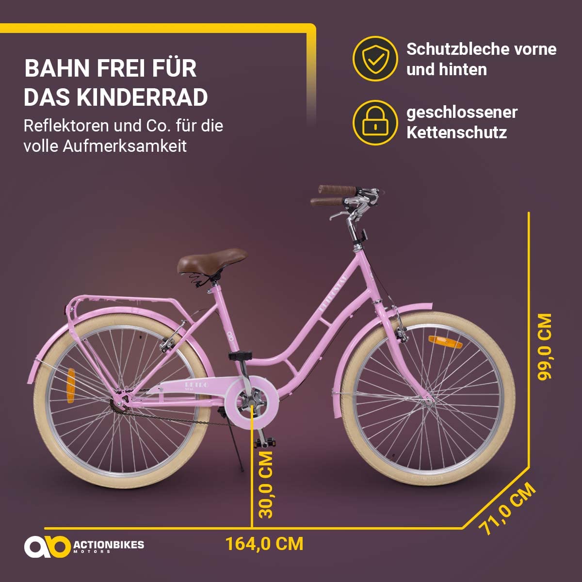 Actionbikes Kinderfahrrad Retrostar | 20 24 Zoll - V-Brake Bremsen - Fahrrad für Kinder von 6-12 Jahren - Schutzblech v. / h - Kinder Fahrrad für Mädchen & Jungen - Fahrräder - Bicycle - Kinderrad