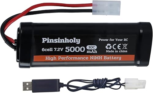 Batería recargable NiMH de 7.2V 5000mAh con conector Tamiya para coche RC RC Truck Compatibilidad con modelos asociados Tamiya HPI Losi Kyosho Hobby