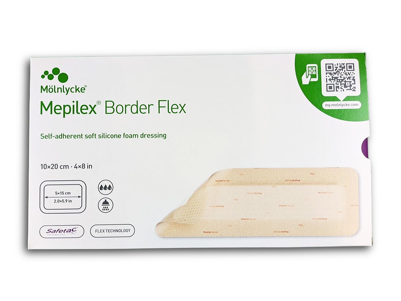 Mepilex Border Flex, 10 x 20 cm, Selbsthaftender weicher Silikonschaumverband, 10 Stk.