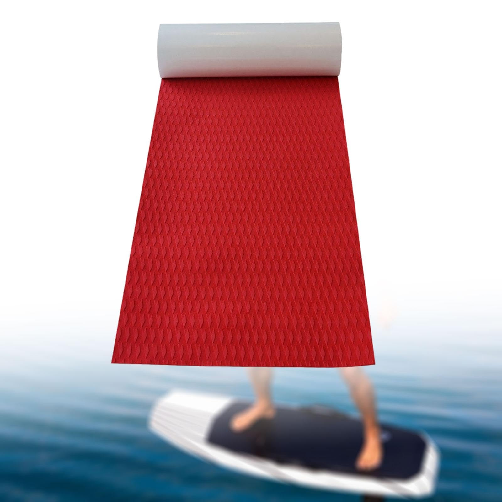 SM SunniMix Surfboard Traction Pad Boat Decking Sheet Trimmable Non Slip Deck Grip EVA Sheet for Swimming Pool Step Skateboard, Red