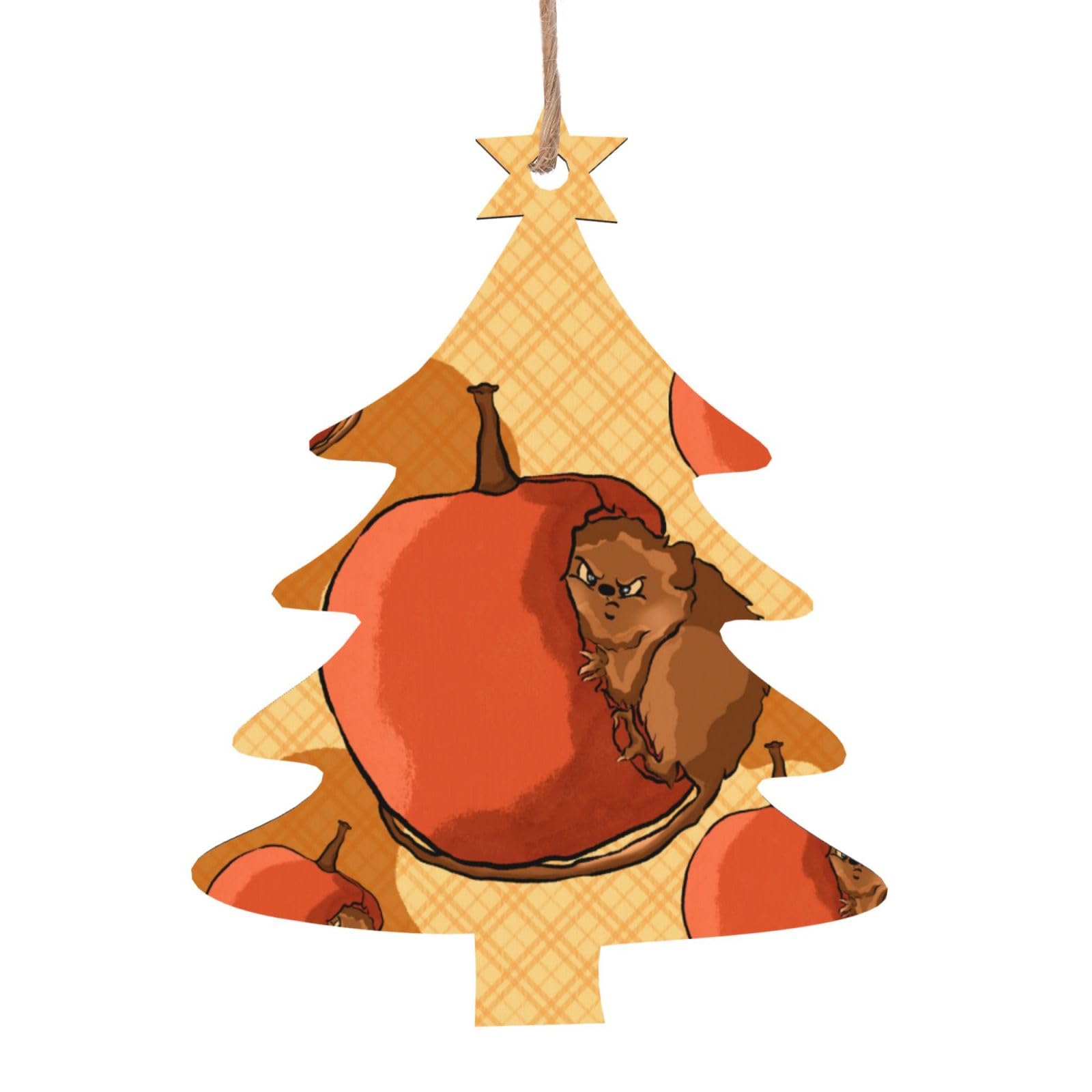 Cute Little Hamster Printed Christmas Wooden Pendants, Simple and Environmentally Friendly, Holiday decorationsã€‚