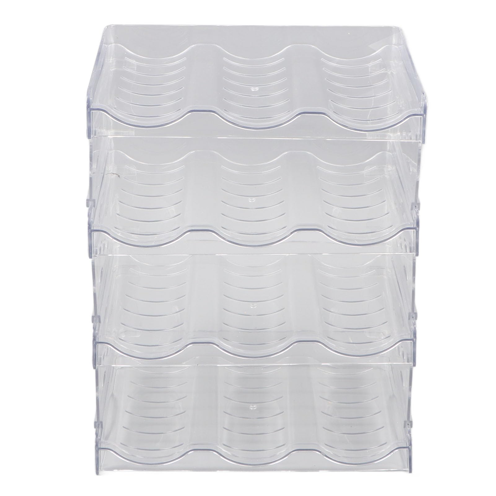 Juego de nizadores apilables para botellas de agua, 4 piezas, soporte triple desmontable para cocina, despensa y gabinete, almacenamiento de plástico transparente para botellas y latas