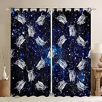 Tende da finestra Galaxy per camera da letto, soggiorno, spazio esterno tenda Universo Planet Finestra Tende per ragazzi ragazze bambini viola blu cielo stellato Trattamenti leggeri per finestre, W52