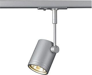 SLV 1-Phasen-Strahler BIMA I | Dreh- und schwenkbar, LED Spot, Deckenleuchte, Schienen-System, Schienenstrahler, Innenbeleuchtung, max. 50W 1P-Lampe | GU10 QPAR51, alu-silber