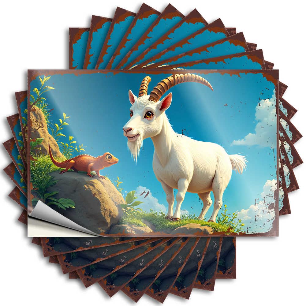 Decal Pool Stuff Durable Vinyl - Goat and Lizard Friendship On A Sunny Day Wall for Billiard Use(8X12CM)