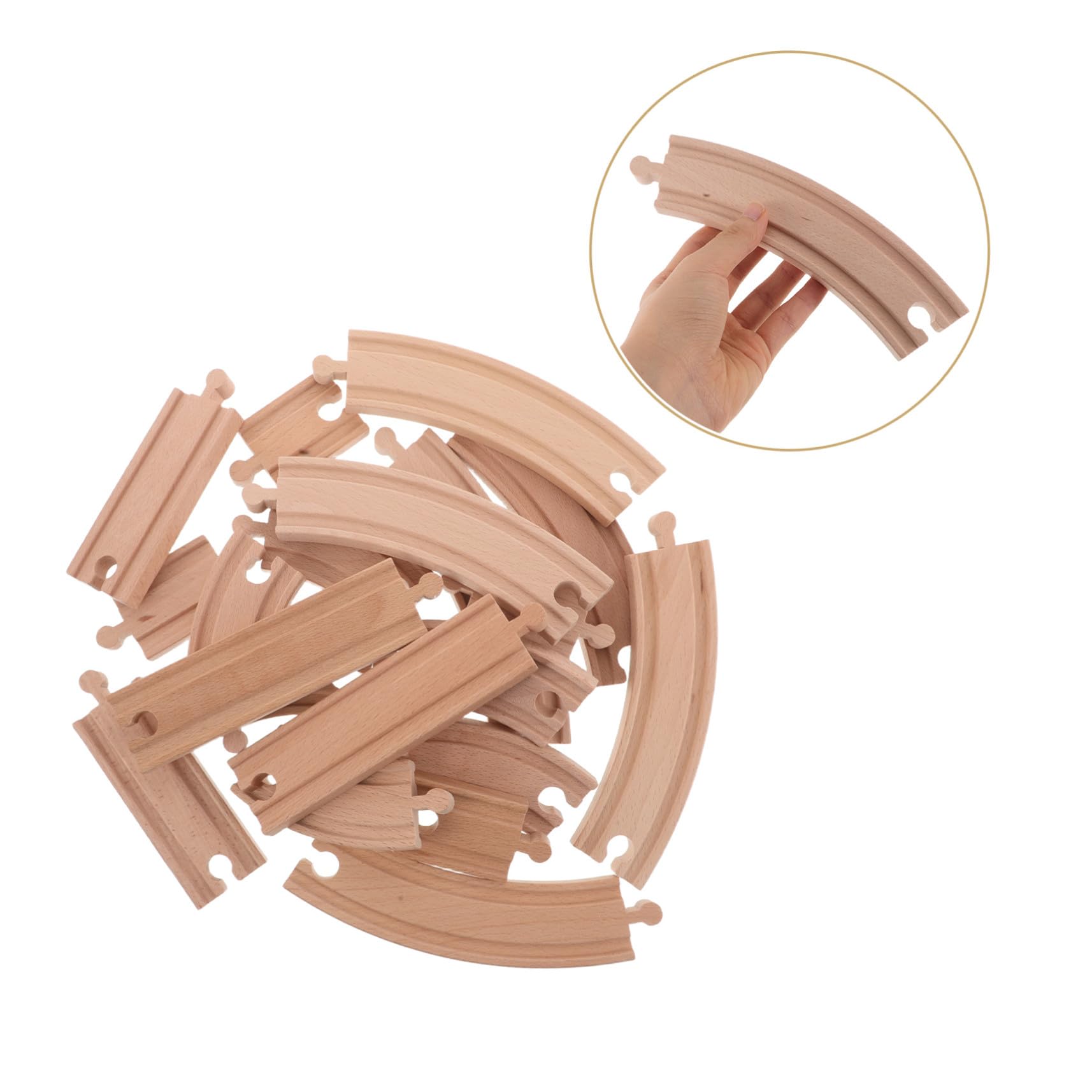 HANABASS Set di Espansione Binari in Legno per Trenino Elettrico Accessori Creativi per Costruzione Ferroviaria Compatibili con Modellini di Treni