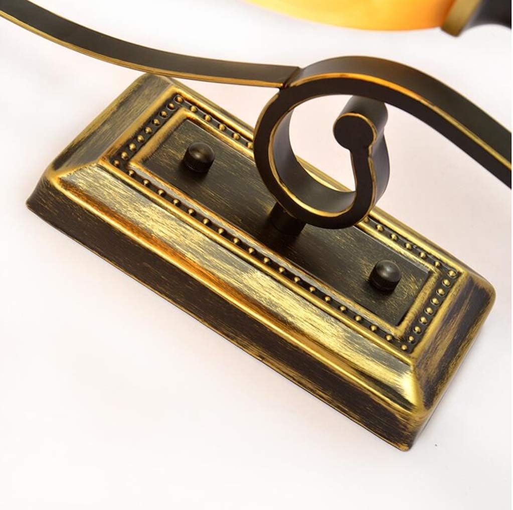 Pull Chain Wall Lamp Sconce E27,Metal Retro Glass Shade Pull Chain Light Fixtures (Color : Bronze)