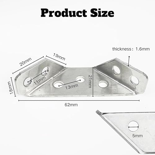 Miniatura 2 de CIFOVALE Conector universal de esquina para muebles de acero inoxidable con tornillos, paquete de 10 soportes de esquina para estantes, muebles de