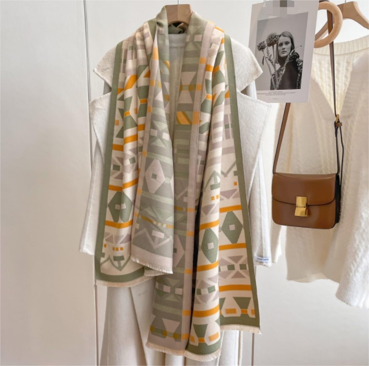 Foulard Donna Sciarpa Con Motivi Geometrici Scialle Morbido E Spesso Unisex Selvaggio Semplice Per L'autunno Inverno Sciarpa Unisex