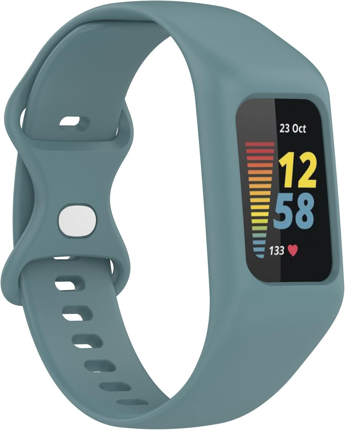 Juaupepo Silicone Sport Band Compatible with Fitbit Charge 5 Band with Case for Soft Silicone Strap with Shatter-Resistant Protective for Charge 5/ Charge 4/Charge 3 Advanced Fitness Tracker (Blue)