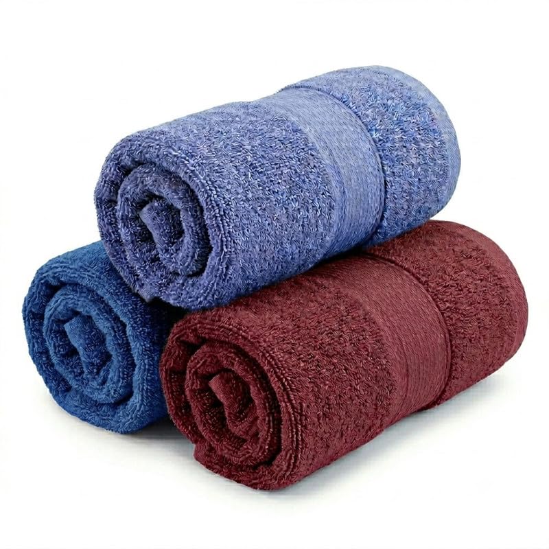 Image of TowelWala Hand Towel 550 GSM Soft Absorbent Quick Dry (Maroon /Blue /Blue)