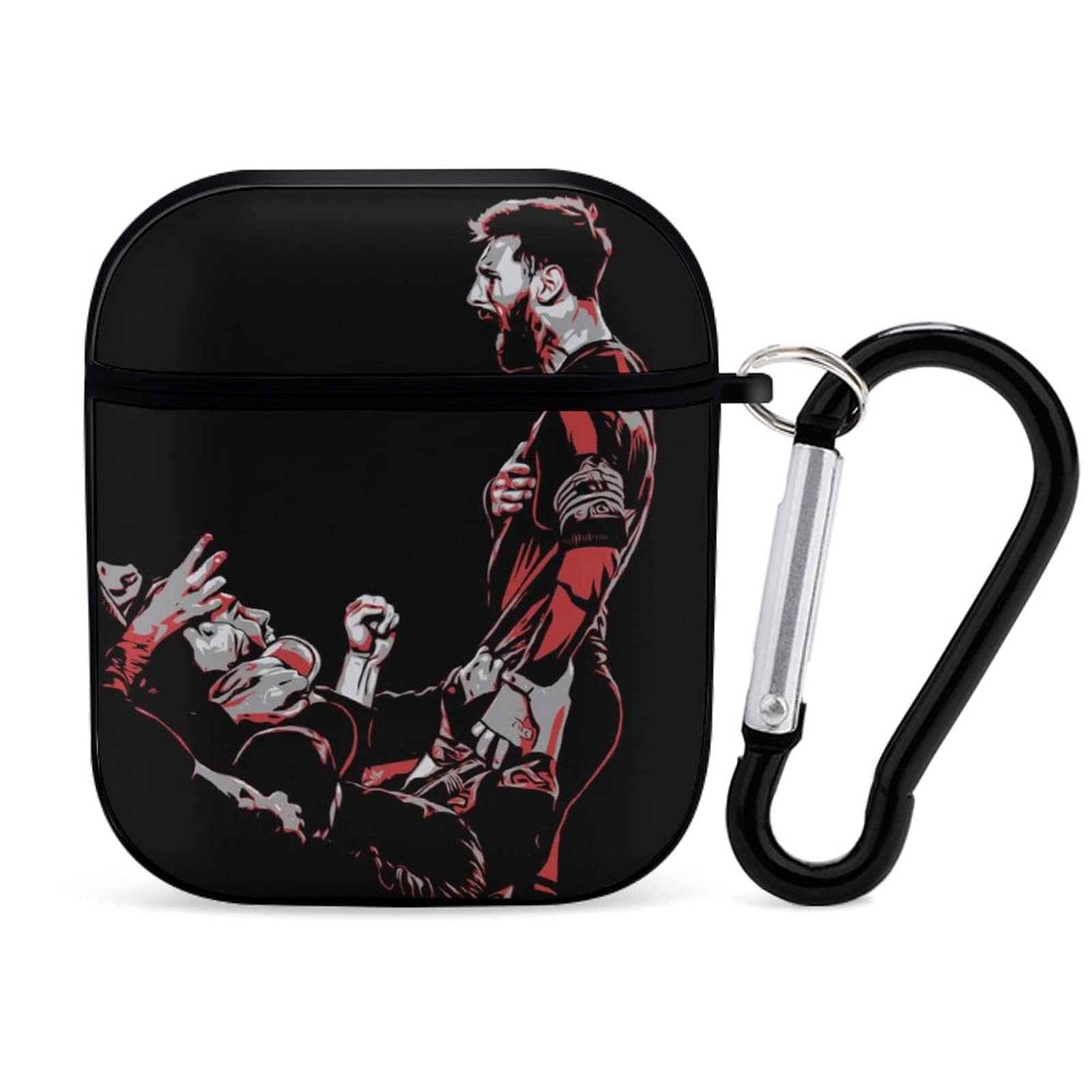 zhifan Apple Bluetooth Headset Cover Soccer Genius Messi AirPods Case 1 2 wired charging, personalized customized patterned prints, shock-resistant silicone ca, black-style1, One Size