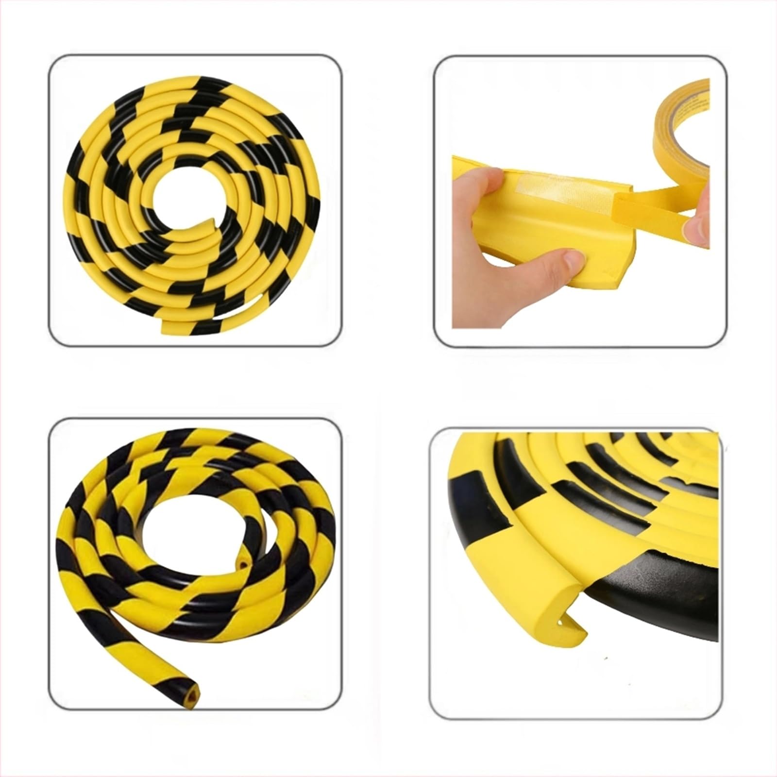 3-Pack Sistema de Protección de Esquinas de Seguridad Industrial, Protectores de Pared en Espuma Amarillo Negro Heavy Duty Autoadhesivos para Instalaciones de Almacén