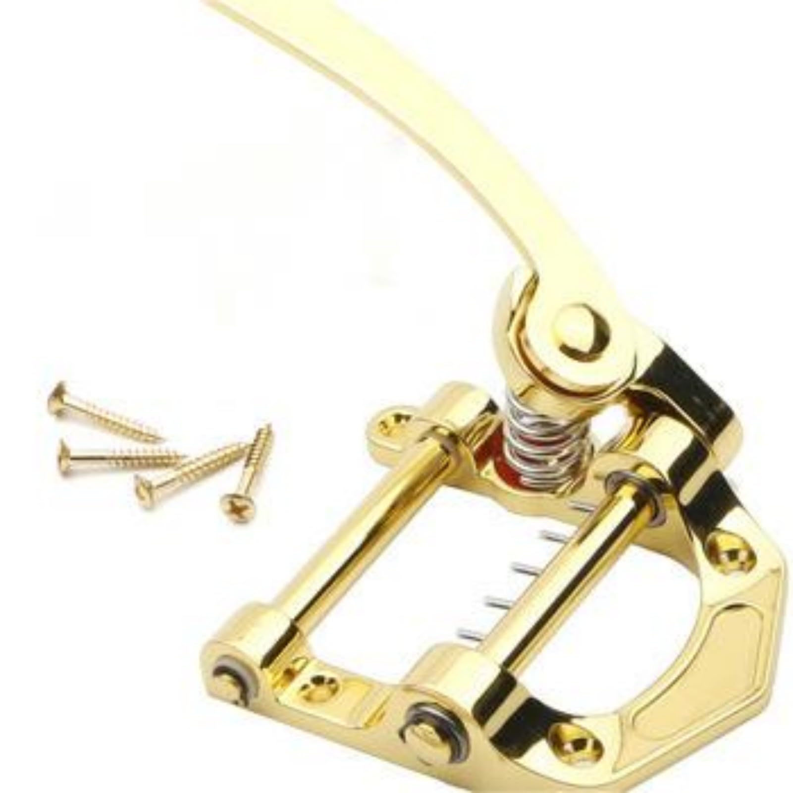 HORWIA Guitar Vibrato Tailpiece Tremolo, Flat Top Body Tremolo Unit Vibrato Bridge, Guitar Tremolo Unit Vibrato Bridge Tremolo Tool Accessories (Gold)