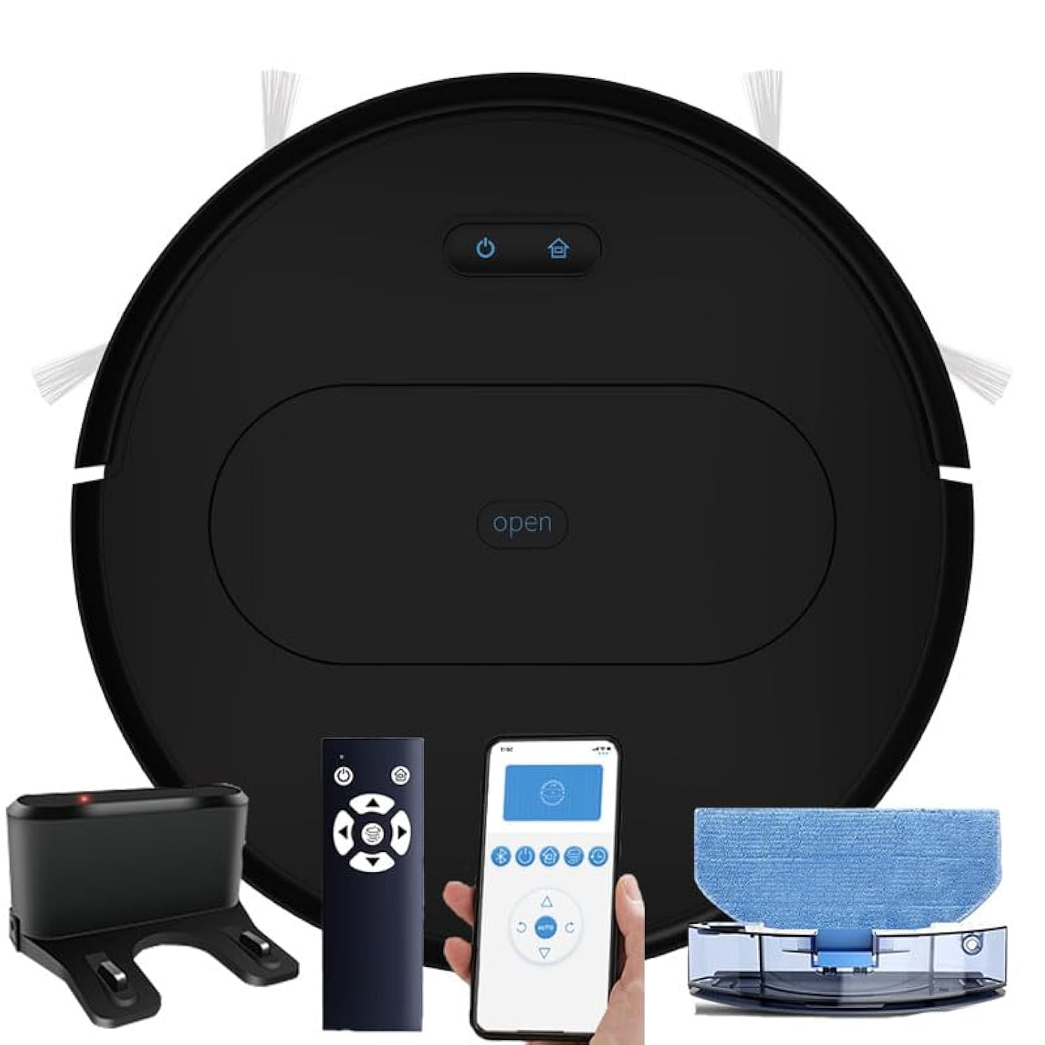 Robot Vacuum with Mop, 3600Pa Automatic Self-Charging Robotic Vacuum Cleaner,2 in 1 Mopping Robot Vacuum with Watertank & Dustbin,Self-Charging,Slim,Strong Suction,Ideal for Hard Floor,Pet Hair,Carpet