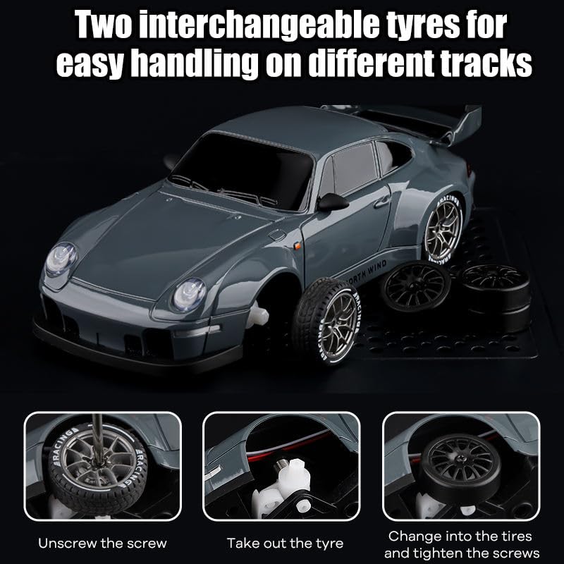 Image of 2.4G 1:24 Scale Porsche 911 Turbo RC Drift Car | Classic Wide Body Design, LED Lights, 20Km /H Max Speed | Remote Control Toy for Kids & Adults, Black