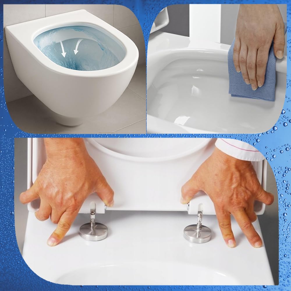 BADLAND Kit WC Geberit Duofix Basic UP 100 avec panneau de protection et WC mural Desna Blanc + plaque d'actionnement Delta01 Blanc + abattant WC Slim Soft Close + tapis d'insonorisation